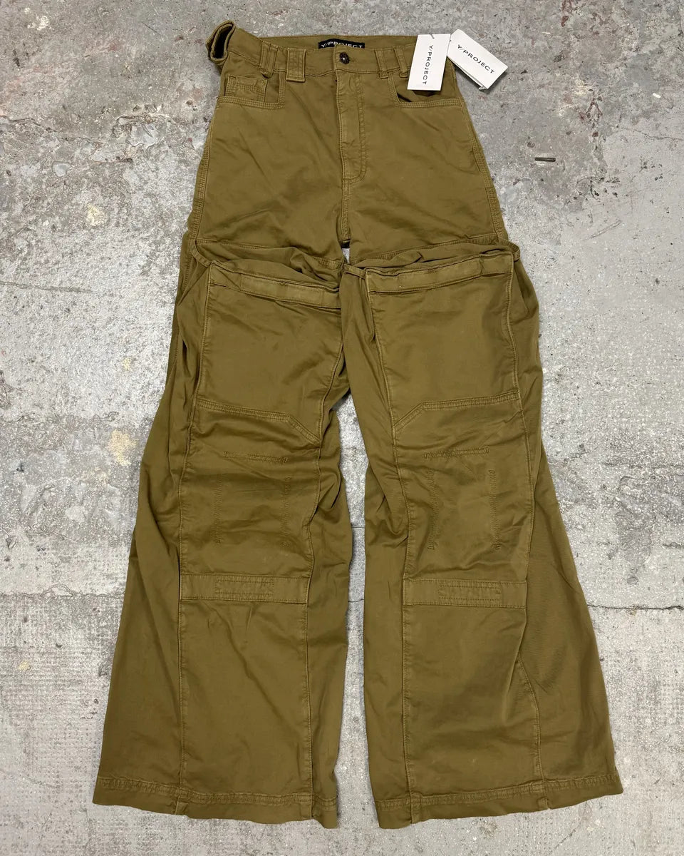 Y/Project Avant-Garde Beige Carpenter Flared Pants (XS/S) 3