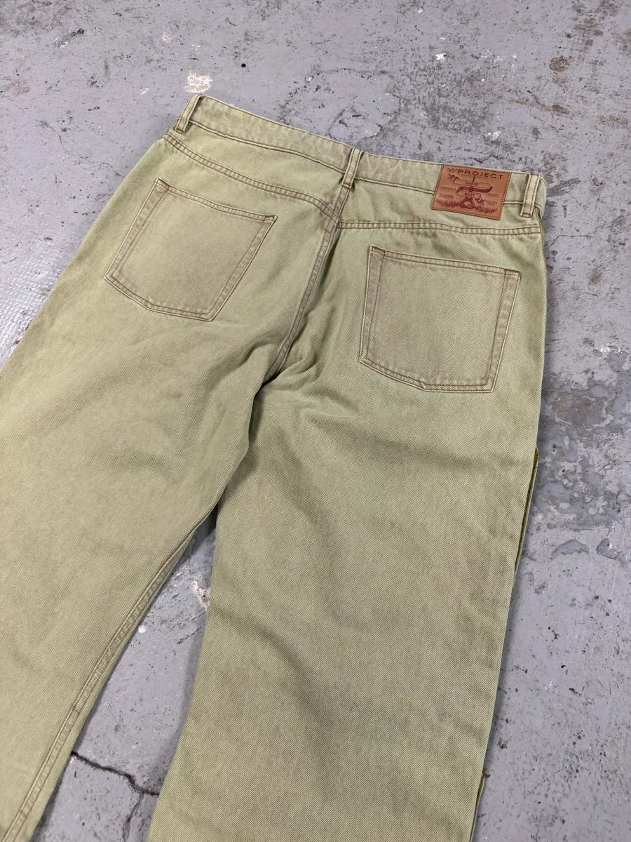 Y/Project Panelled Velcro Relaxed Green Jeans (L) rZpNYVL 5
