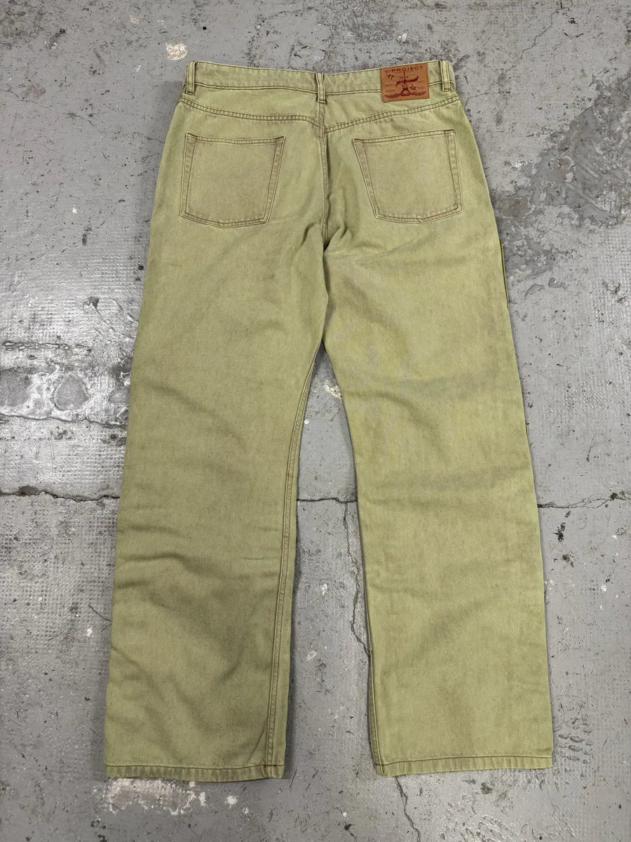Y/Project Panelled Velcro Relaxed Green Jeans (L) rZpNYVL 6