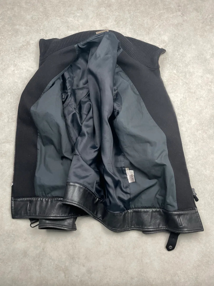 Bottega Veneta Black Wool Leather-Trim Officer Jacket yqTdcfRr 3