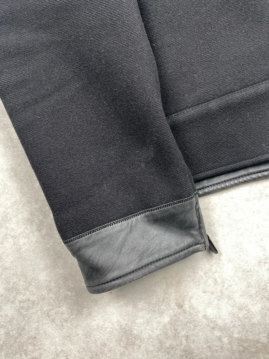 Bottega Veneta Black Wool Leather-Trim Officer Jacket yqTdcfRr 8