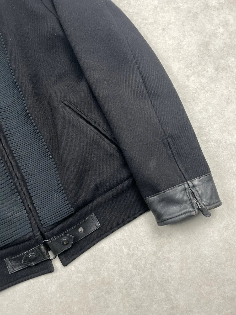 Bottega Veneta Black Wool Leather-Trim Officer Jacket yqTdcfRr 5
