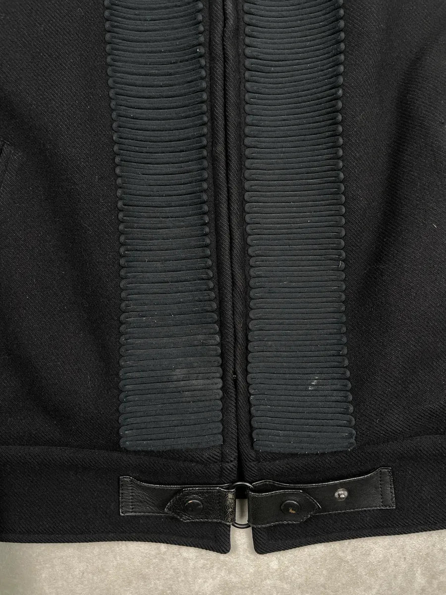 Bottega Veneta Black Wool Leather-Trim Officer Jacket yqTdcfRr 6
