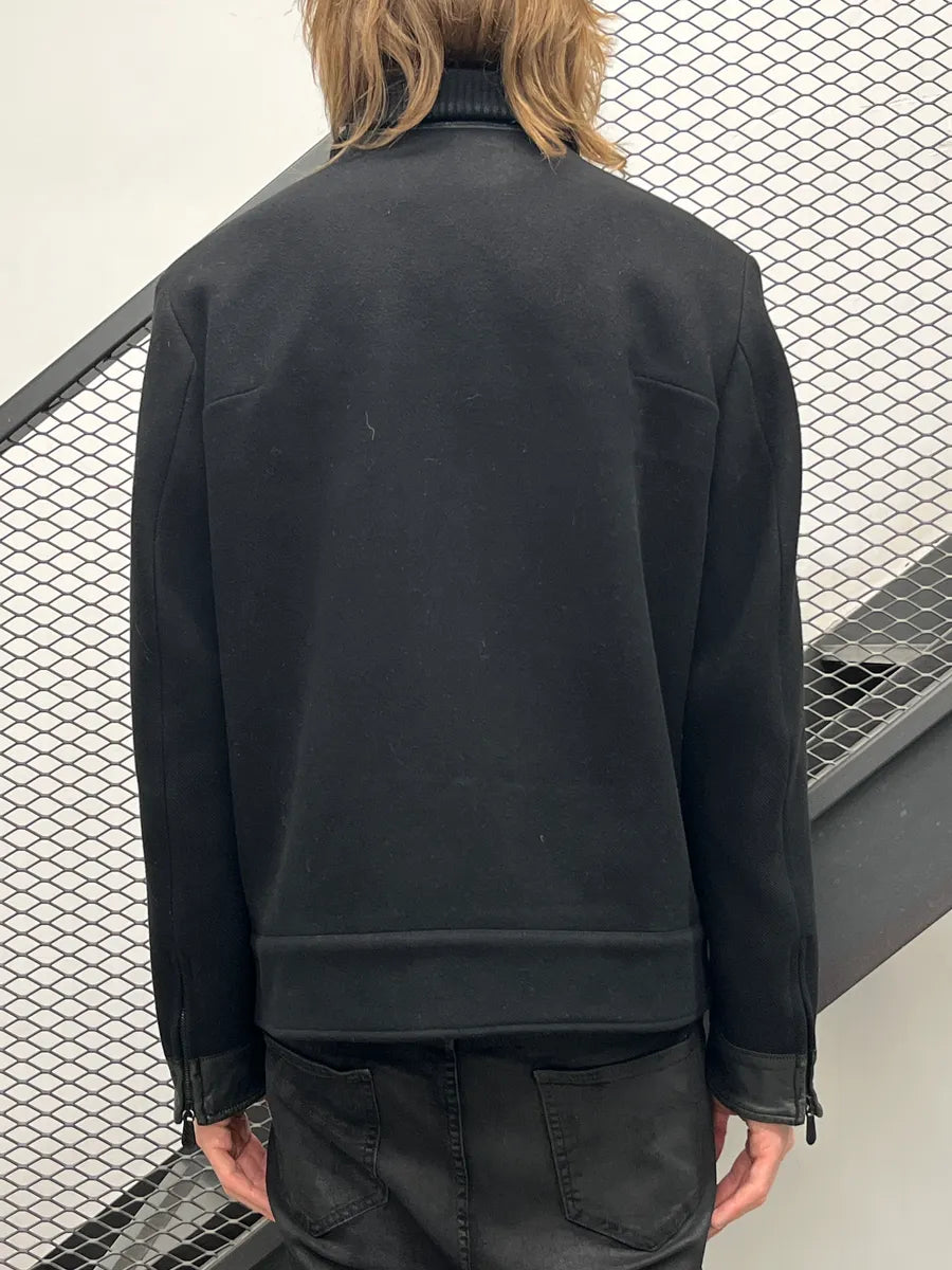 Bottega Veneta Black Wool Leather-Trim Officer Jacket yqTdcfRr 2