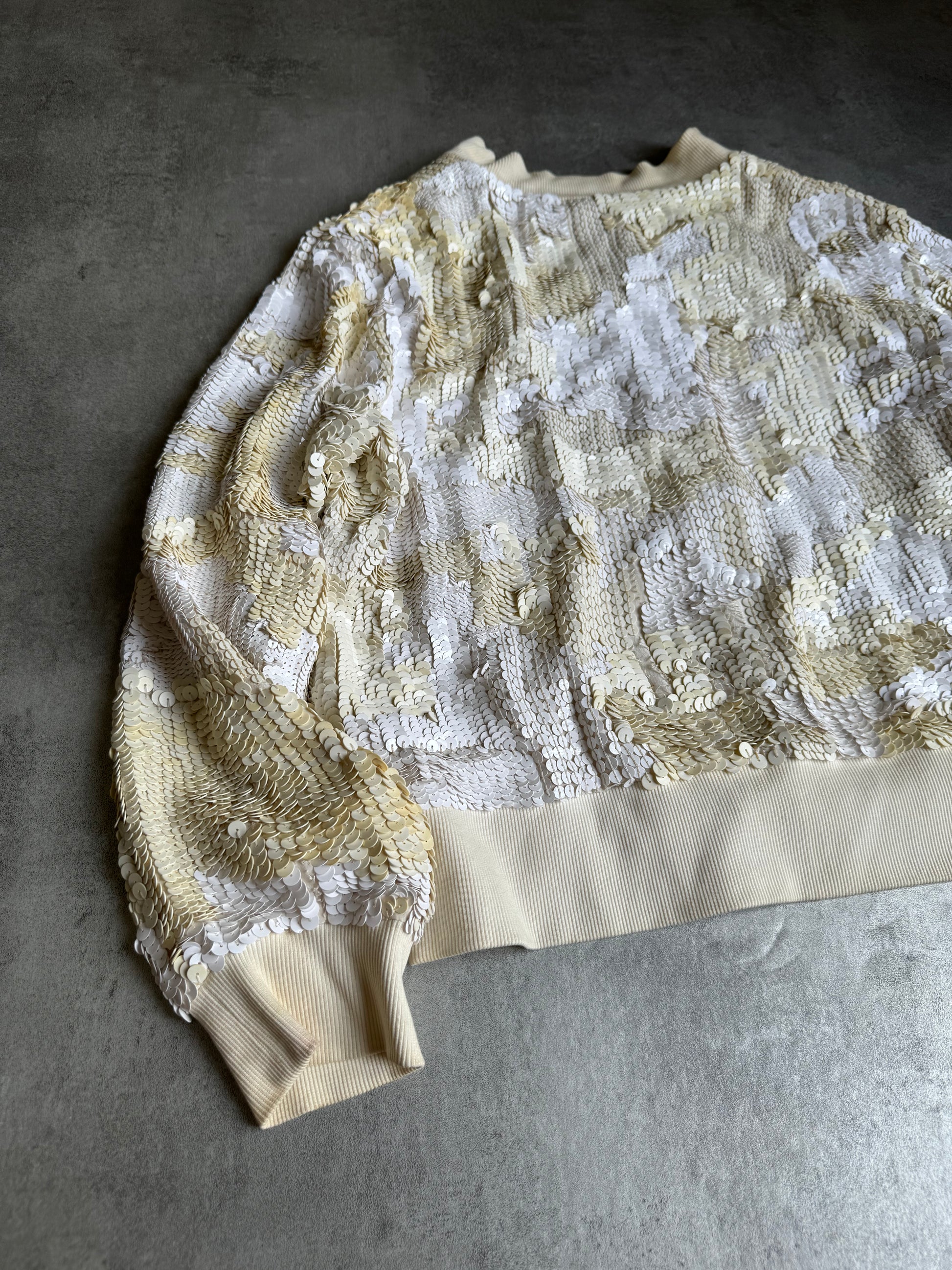 SS2007 Dries Van Noten Sequin Creamy Bomber Jacket (S) - 6