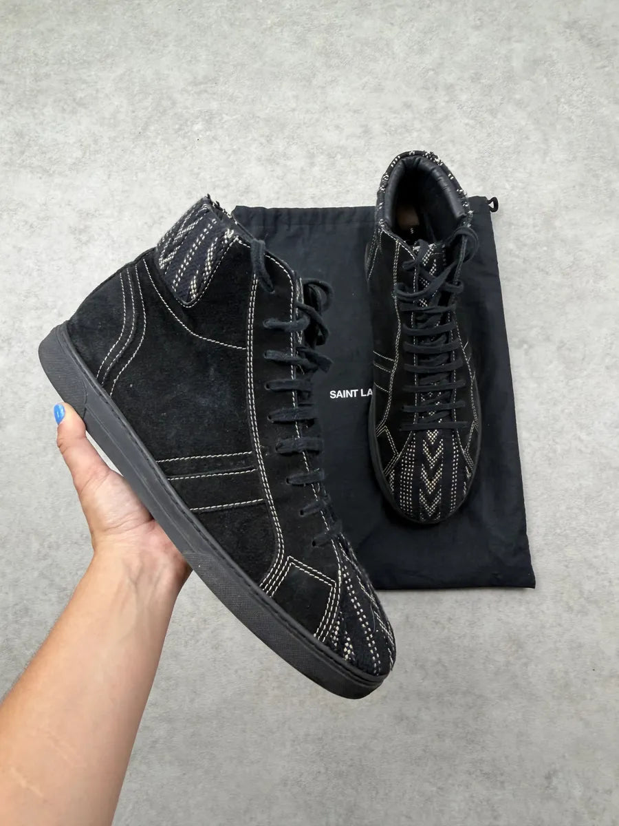SS2018 Saint Laurent Black Suede Ikat Joe Paris Sneakers SCqWAeO 0