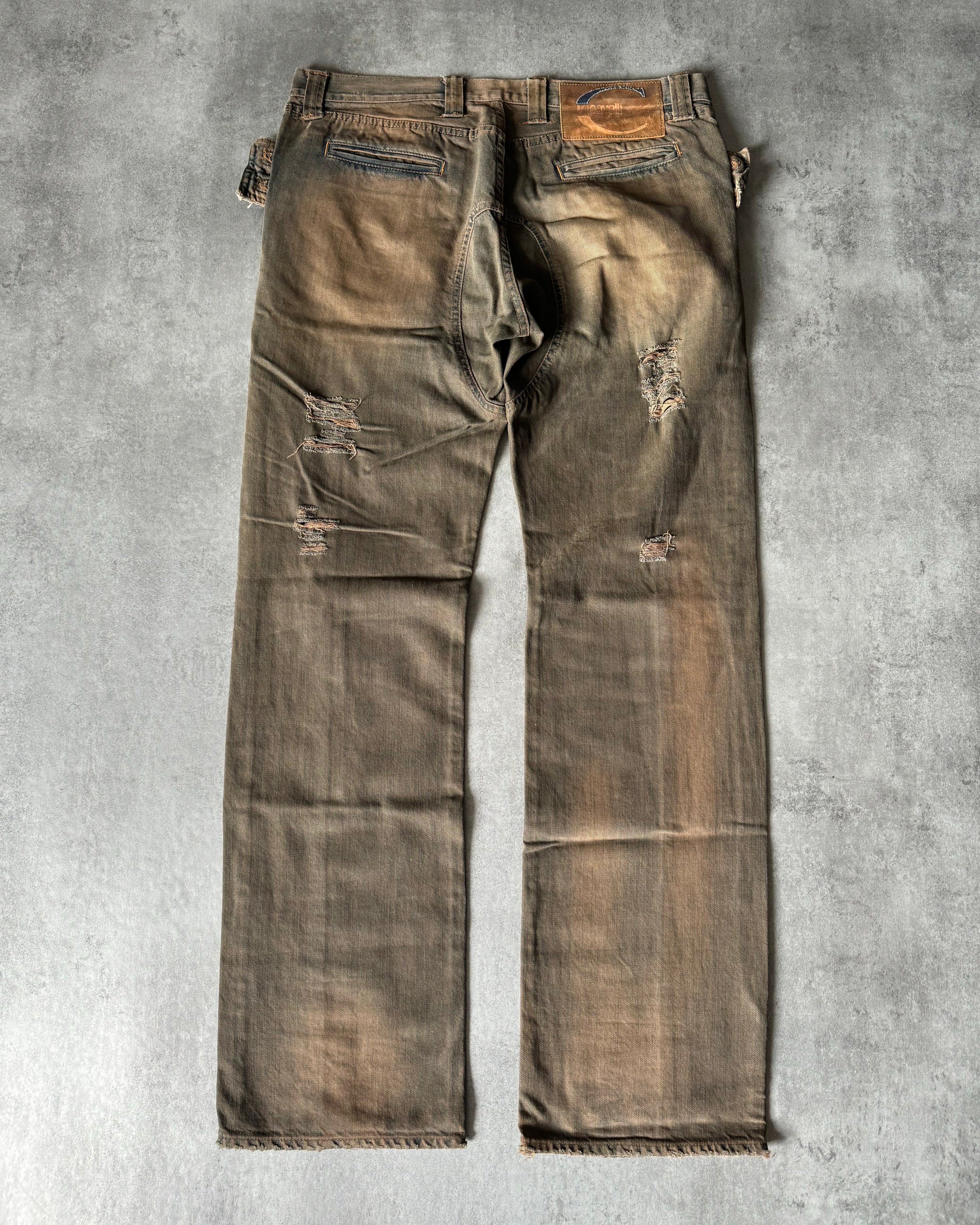 SS2005 Cavalli Faded Blue Hysteric Acid Distressed Straight Jeans  (L) - 2