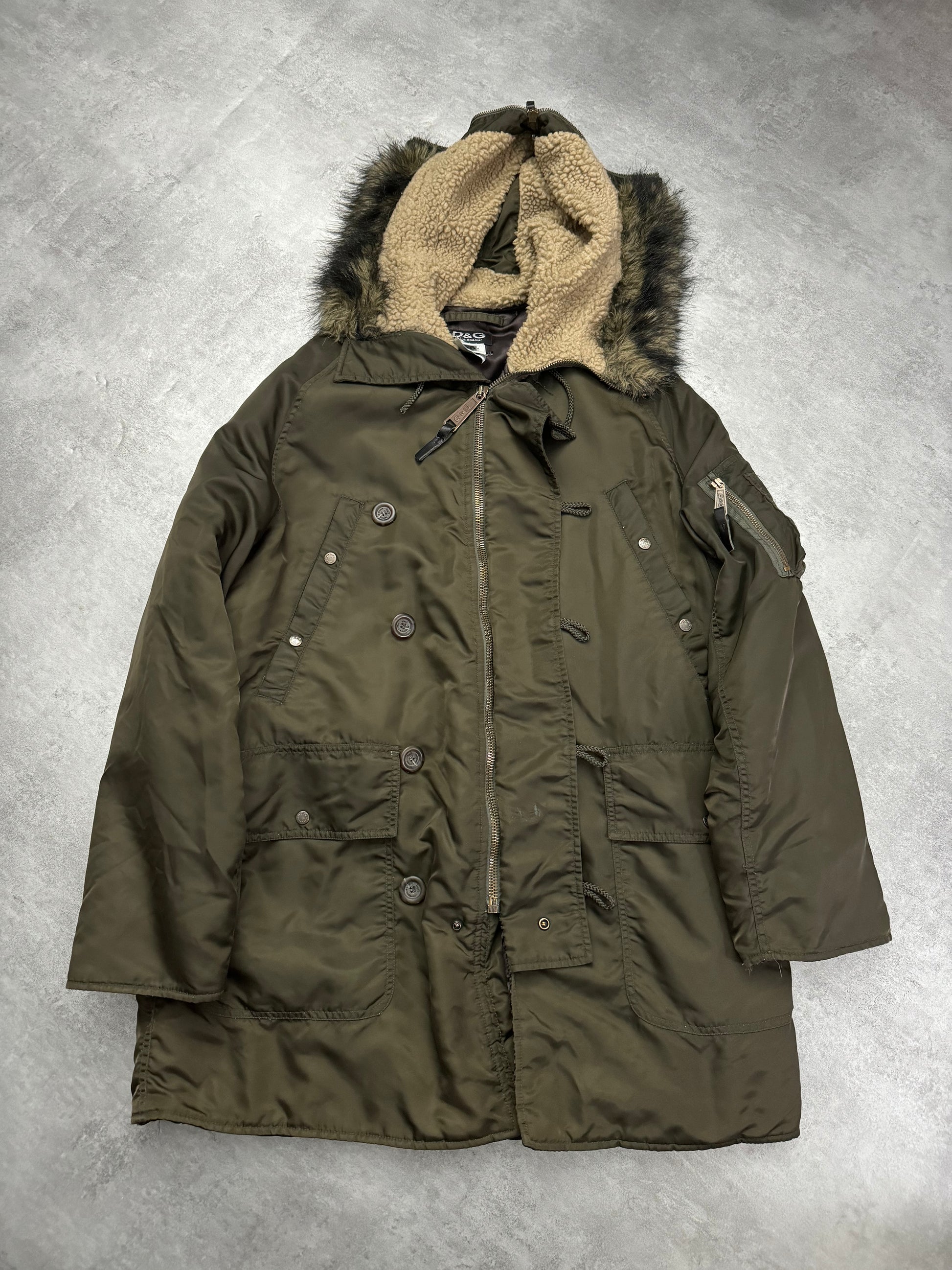 AW2003 Dolce & Gabbana Olive Astro Military Coat (L) - 11