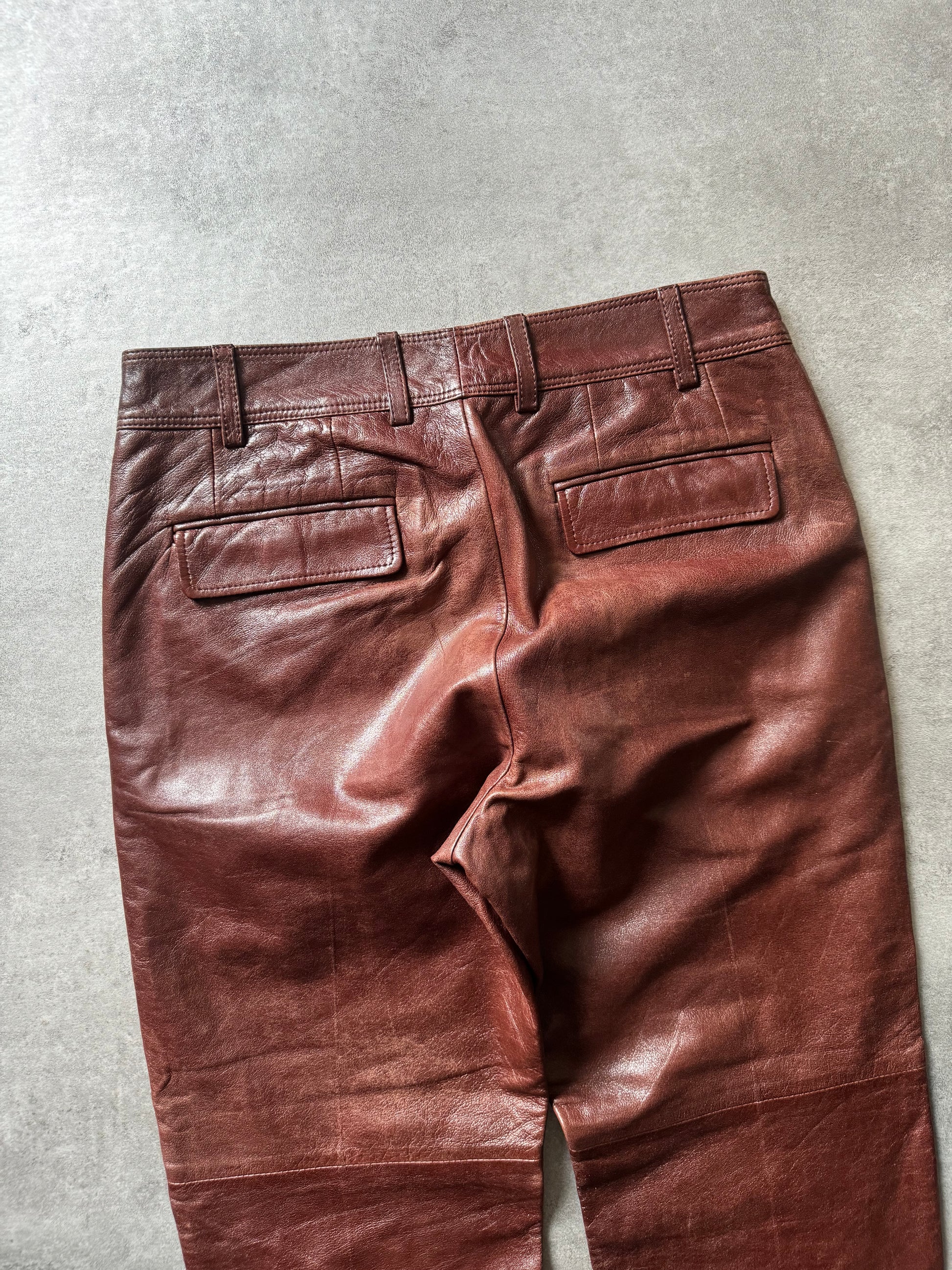 Dries Van Noten Brown Leather Pants  (M) - 6