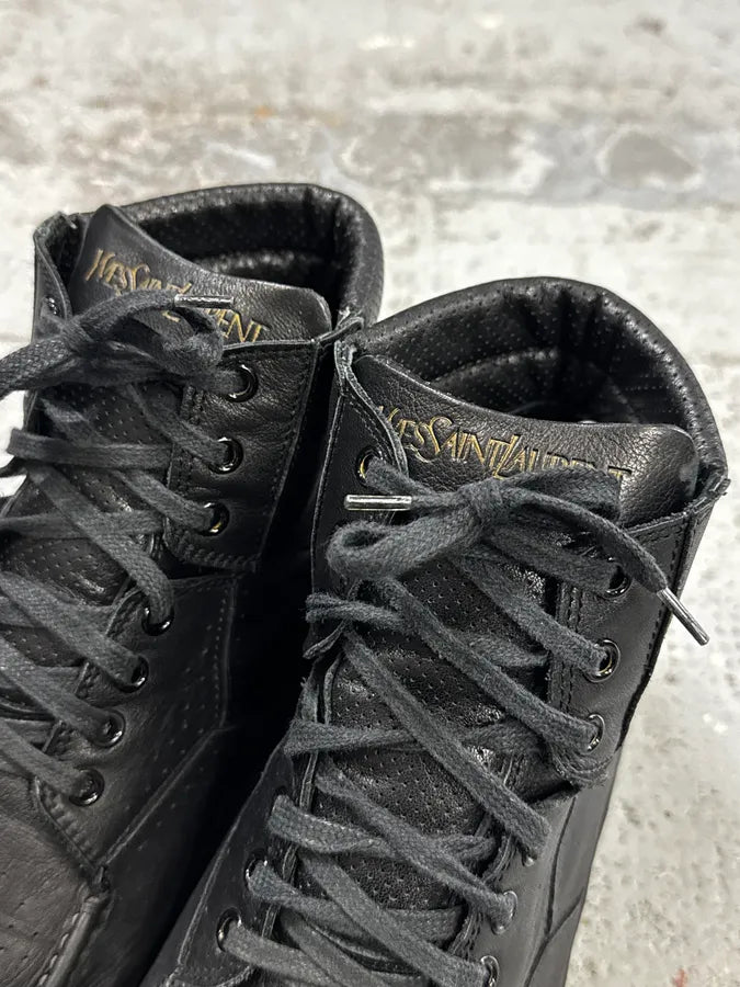 AW2009 Yves Saint Laurent  Puma Black Lace-Up Leather Sneakers  UqQxVdD 7
