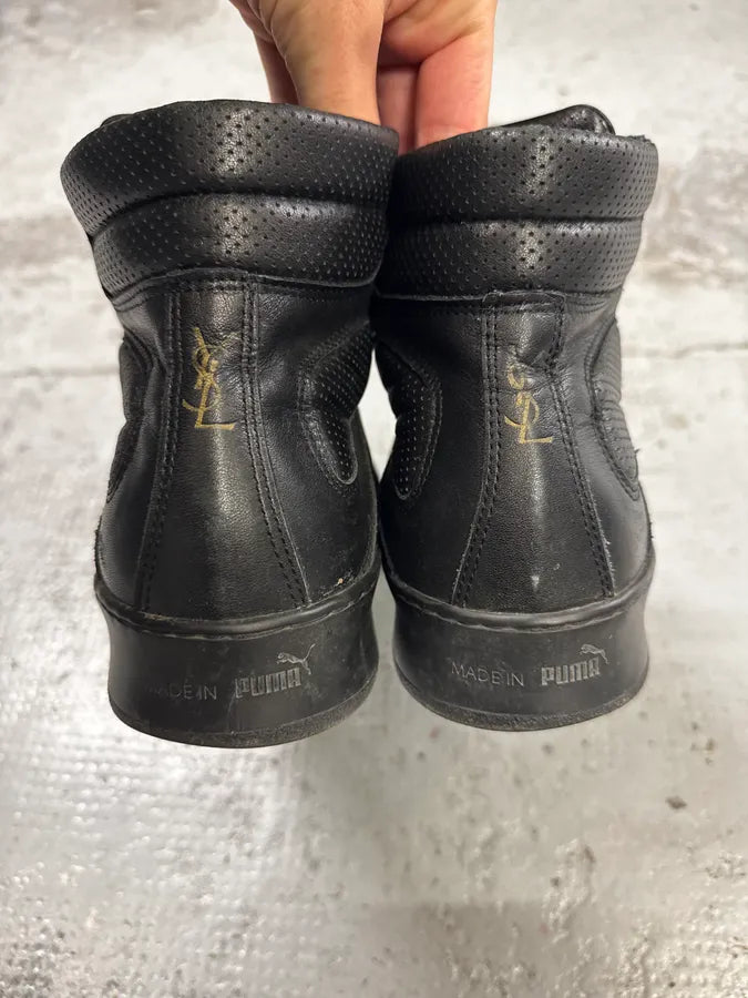 AW2009 Yves Saint Laurent  Puma Black Lace-Up Leather Sneakers  UqQxVdD 8