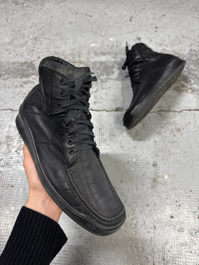 AW2009 Yves Saint Laurent  Puma Black Lace-Up Leather Sneakers  UqQxVdD 0