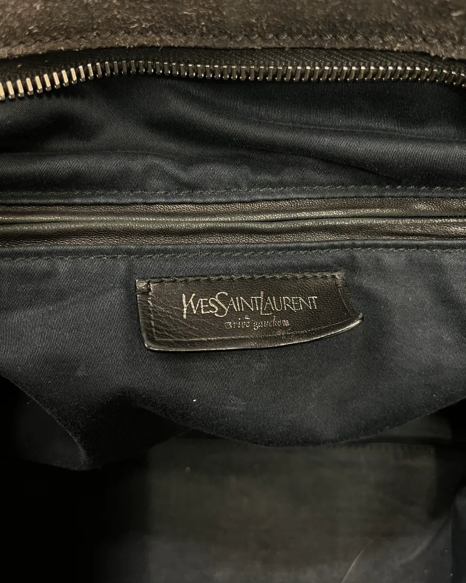 Yves Saint Laurent Anthracite Grey Suede Easy Handle Bag tvIhVfW 9