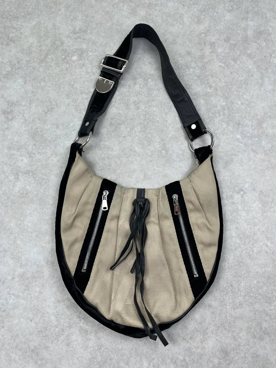 Yves Saint Laurent Beige Black Zip Shoulder Bag MBrhBmr 0
