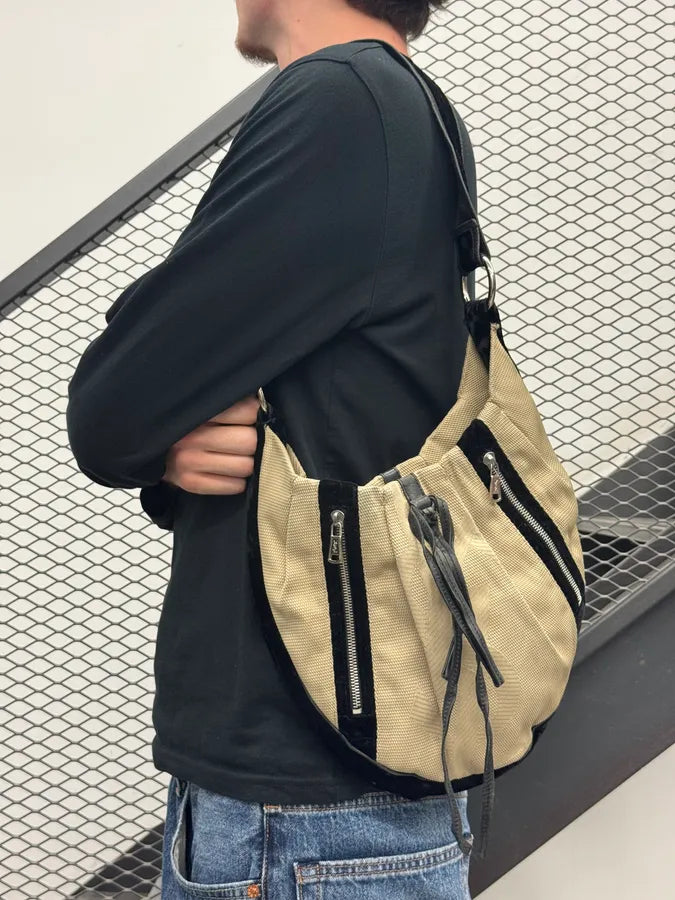 Yves Saint Laurent Beige Black Zip Shoulder Bag MBrhBmr 1