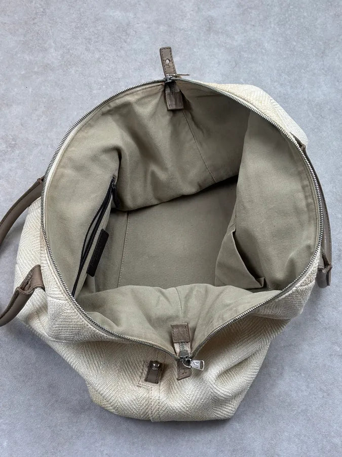 AW2009 Yves Saint Laurent Beige Canvas Handle Bag dHWmeYV 10