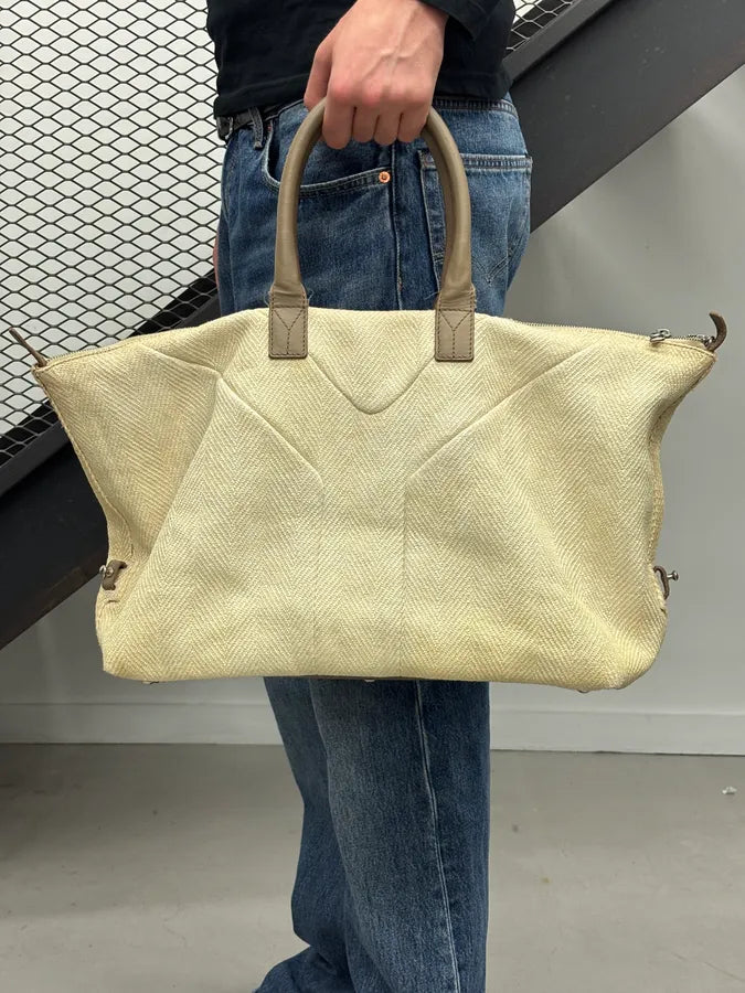 AW2009 Yves Saint Laurent Beige Canvas Handle Bag dHWmeYV 3