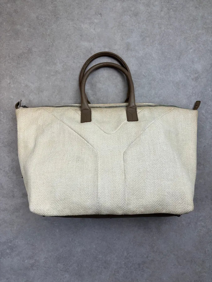 AW2009 Yves Saint Laurent Beige Canvas Handle Bag dHWmeYV 6