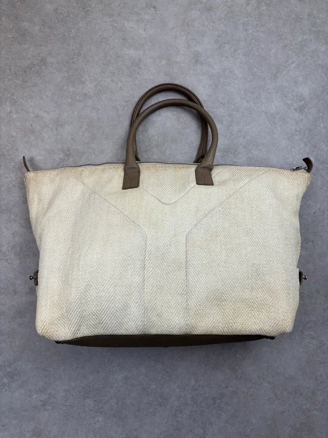AW2009 Yves Saint Laurent Beige Canvas Handle Bag dHWmeYV 0