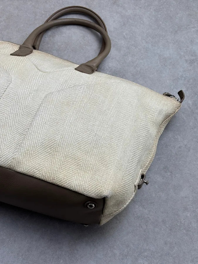 AW2009 Yves Saint Laurent Beige Canvas Handle Bag dHWmeYV 4