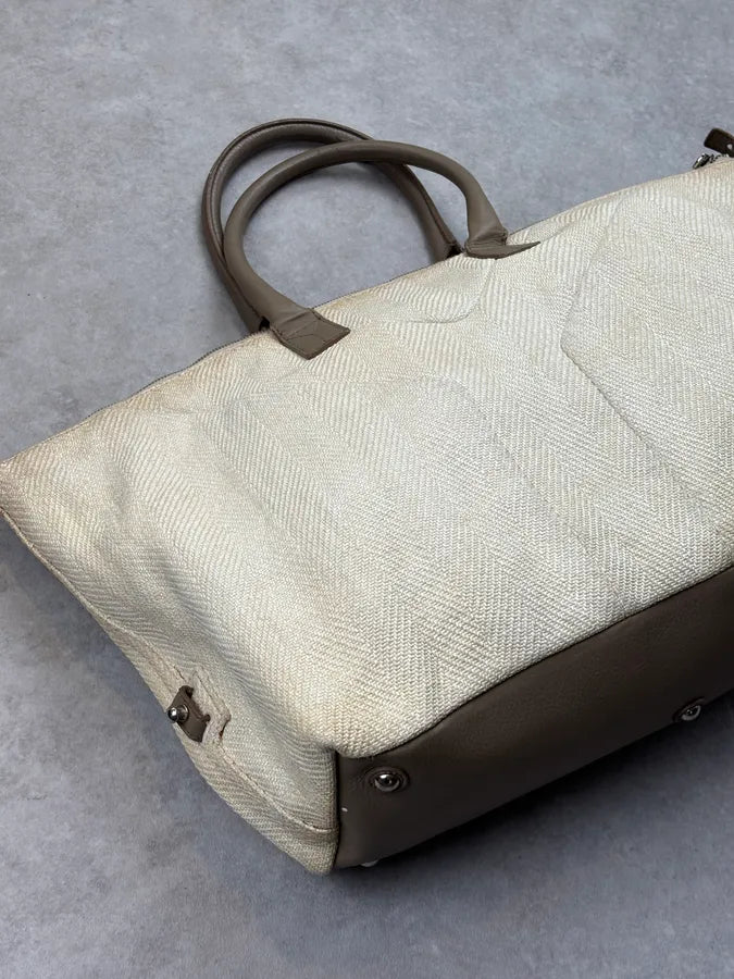 AW2009 Yves Saint Laurent Beige Canvas Handle Bag dHWmeYV 5
