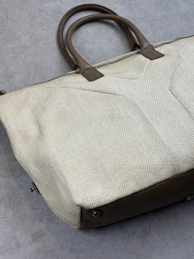AW2009 Yves Saint Laurent Beige Canvas Handle Bag dHWmeYV 7