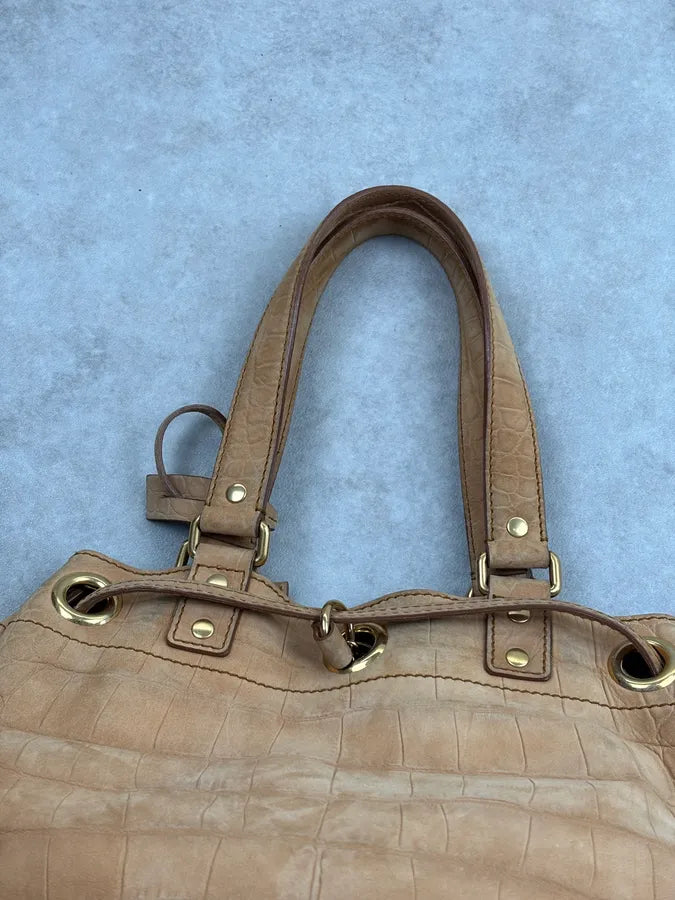 2000s Yves Saint Laurent Beige Crocodile Embossed Leather Bucket Bag nkANnvg 13
