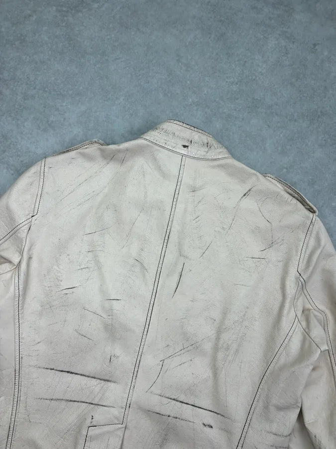 2000s Yves Saint Laurent Cream Military Leather Cargo Jacket ITDNQpM 5