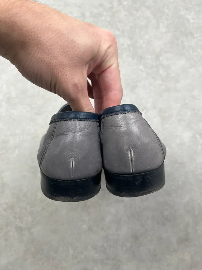 2000s Yves Saint Laurent Grey Leather Tassel Loafer Shoes NhPQzRA 5