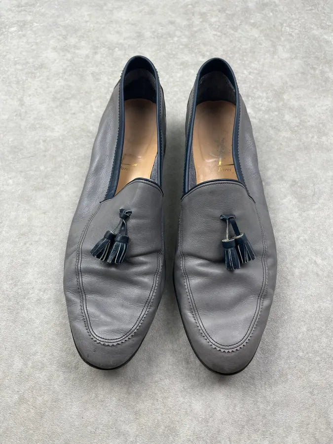 2000s Yves Saint Laurent Grey Leather Tassel Loafer Shoes NhPQzRA 1