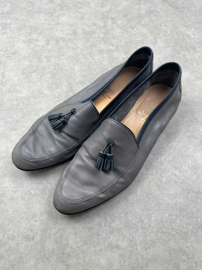2000s Yves Saint Laurent Grey Leather Tassel Loafer Shoes NhPQzRA 2