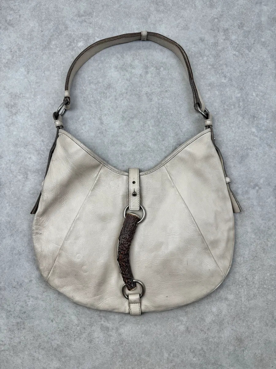 AW2002 Yves Saint Laurent Beige Mombasa Front Horn Shoulder Bag bGWeixZ 0