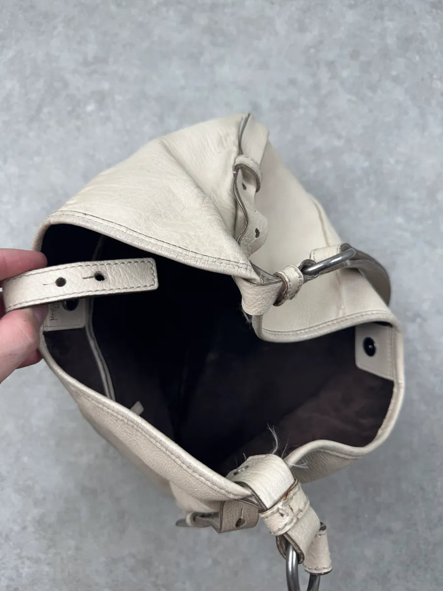 AW2002 Yves Saint Laurent Beige Mombasa Front Horn Shoulder Bag bGWeixZ 10