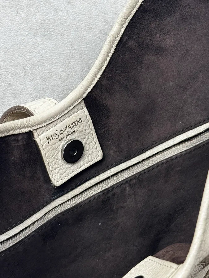 AW2002 Yves Saint Laurent Beige Mombasa Front Horn Shoulder Bag bGWeixZ 12