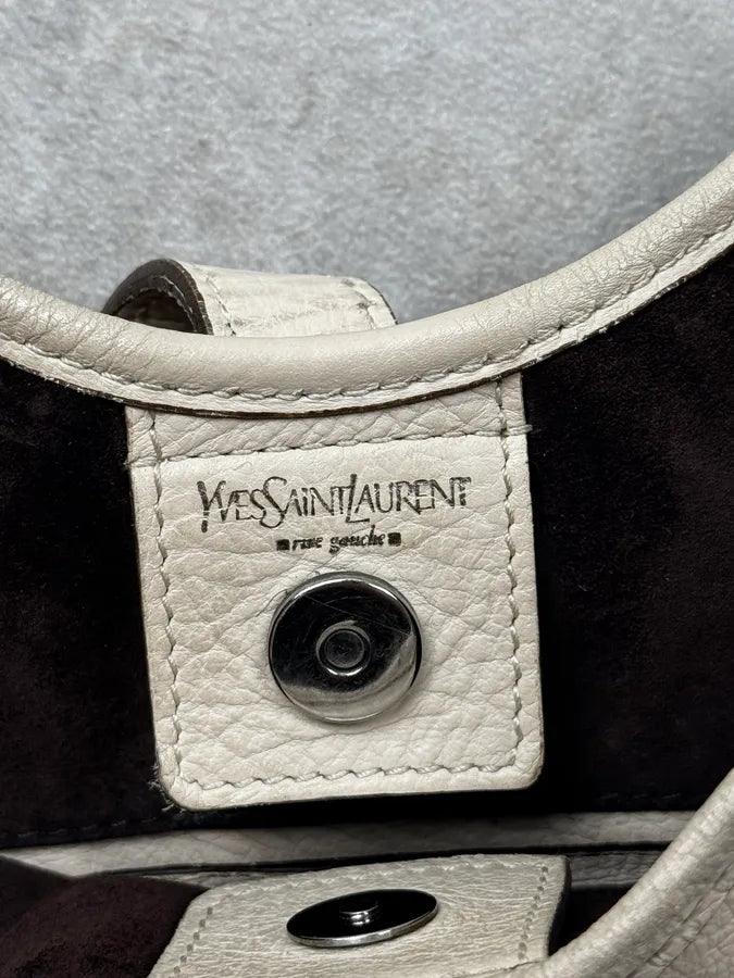 AW2002 Yves Saint Laurent Beige Mombasa Front Horn Shoulder Bag bGWeixZ 11