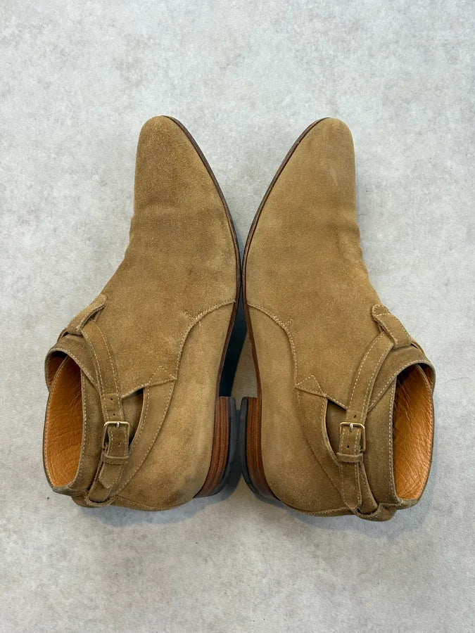 SS2013 Saint Laurent Beige Suede Leather Boots RmGAKlm 5