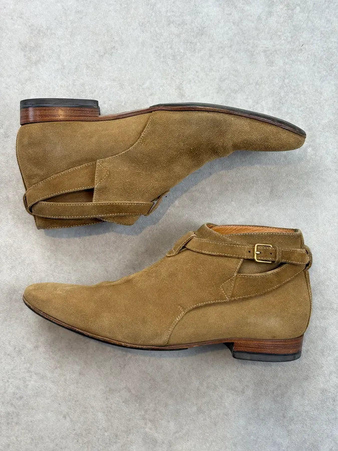 SS2013 Saint Laurent Beige Suede Leather Boots RmGAKlm 3