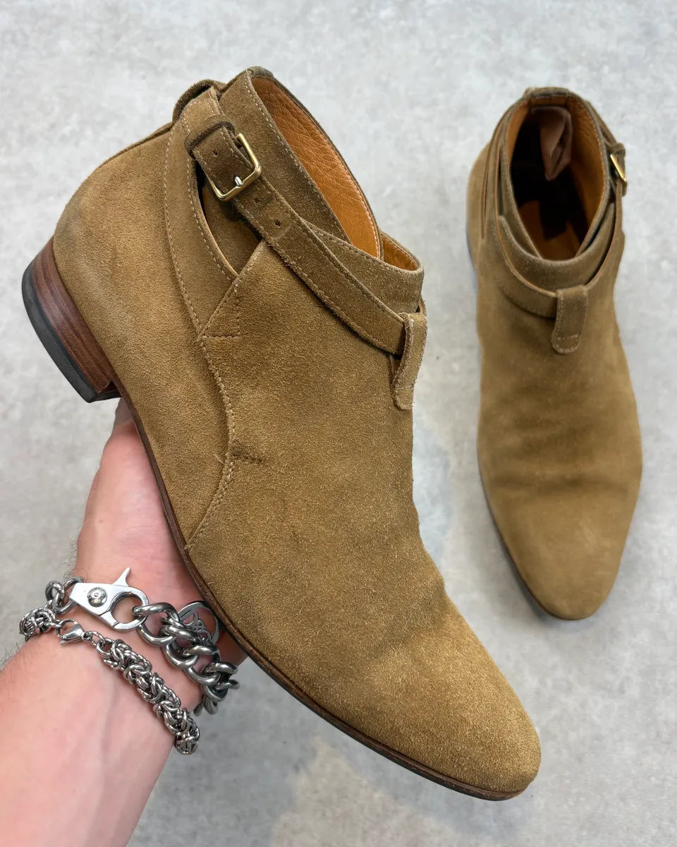 SS2013 Saint Laurent Beige Suede Leather Boots RmGAKlm 0