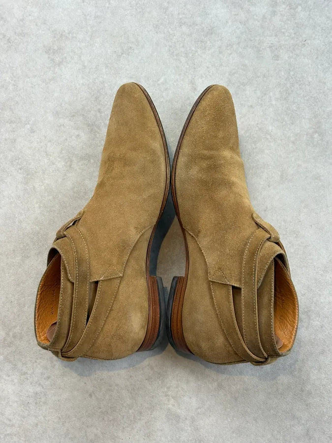 SS2013 Saint Laurent Beige Suede Leather Boots RmGAKlm 4