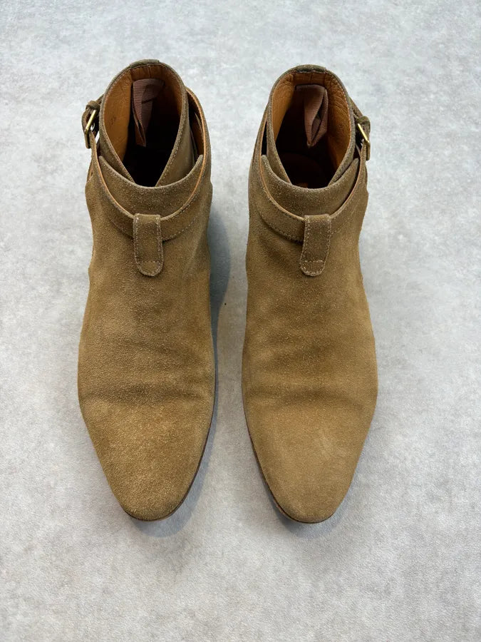 SS2013 Saint Laurent Beige Suede Leather Boots RmGAKlm 1