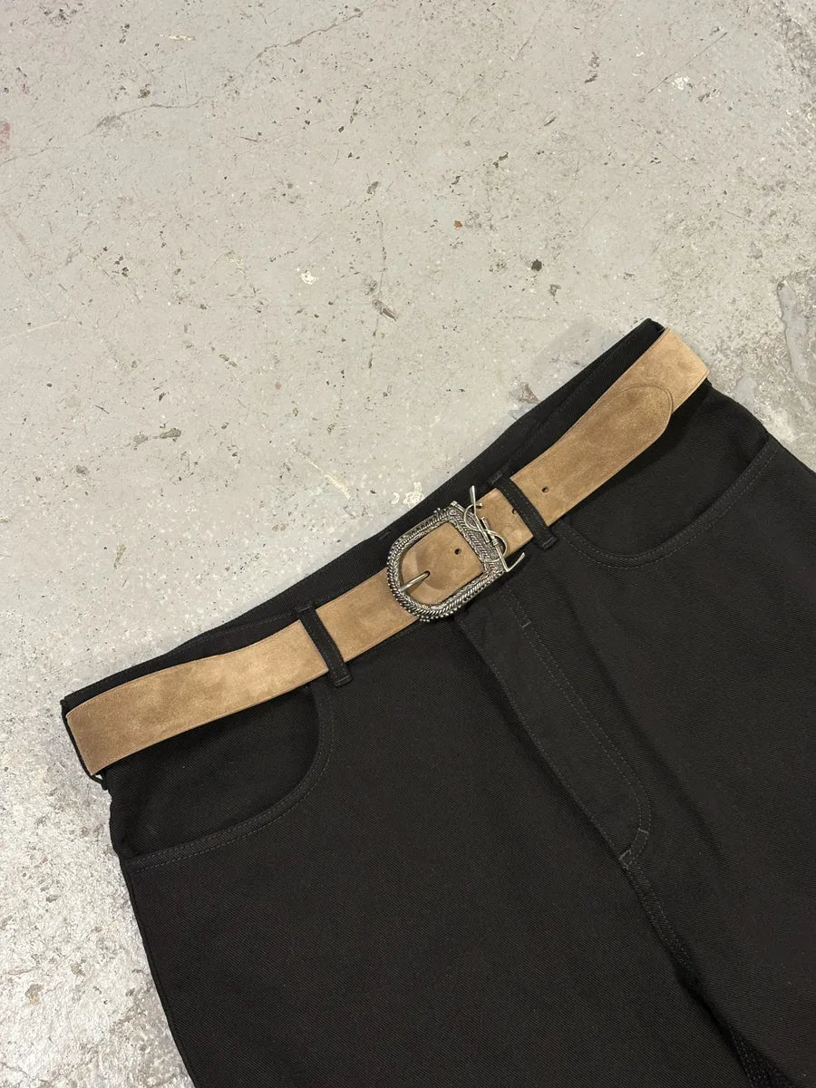 Yves Saint Laurent Beige Suede Leather Belt lGJPcbE 0