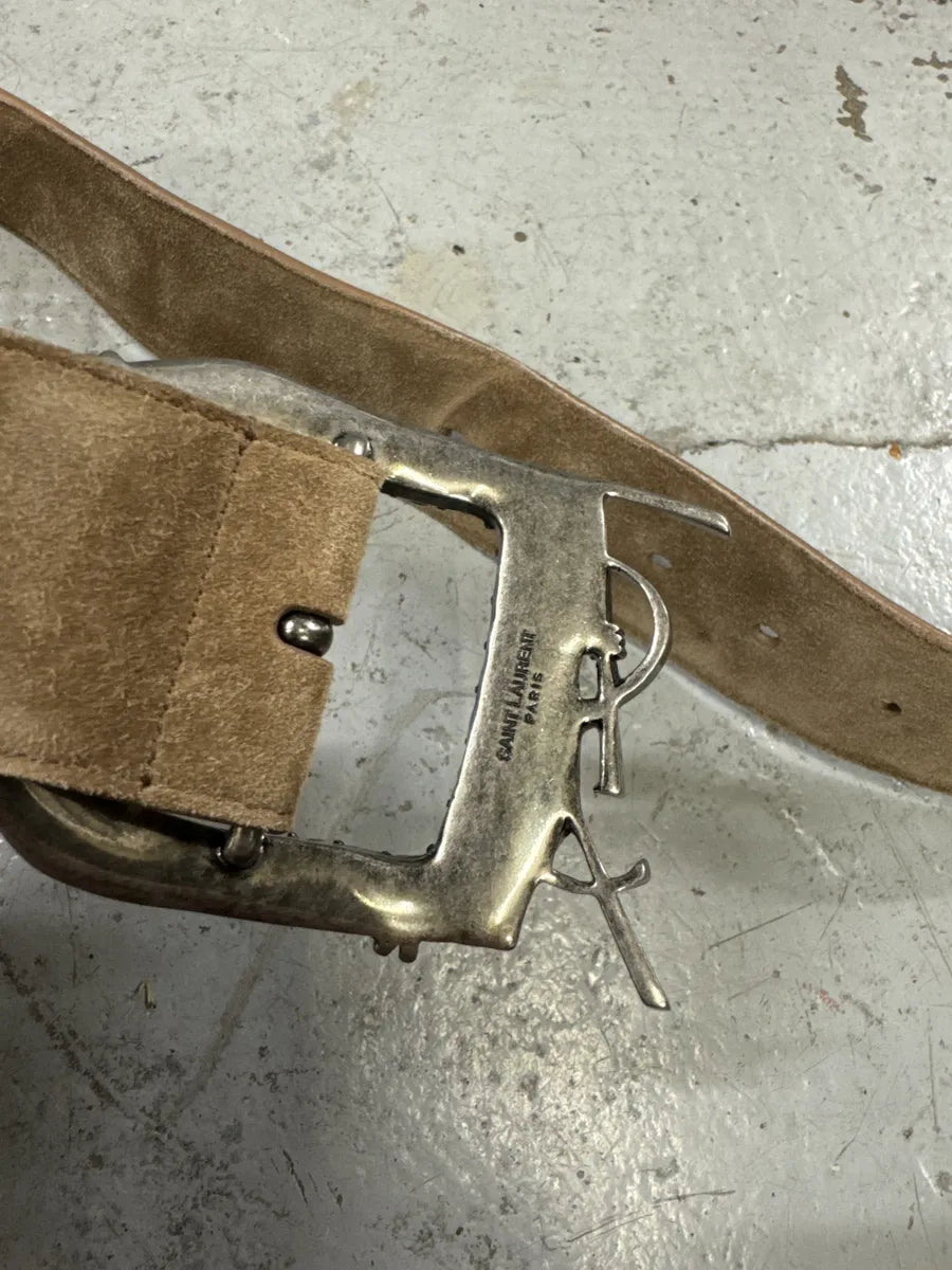 Yves Saint Laurent Beige Suede Leather Belt lGJPcbE 2
