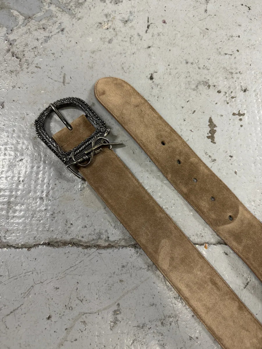 Yves Saint Laurent Beige Suede Leather Belt lGJPcbE 3