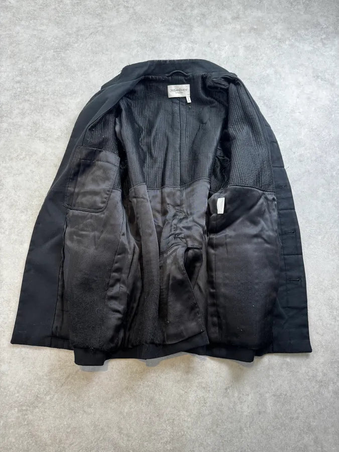 1990s Yves Saint Laurent Black Officer Jacket ruOIwvM 6