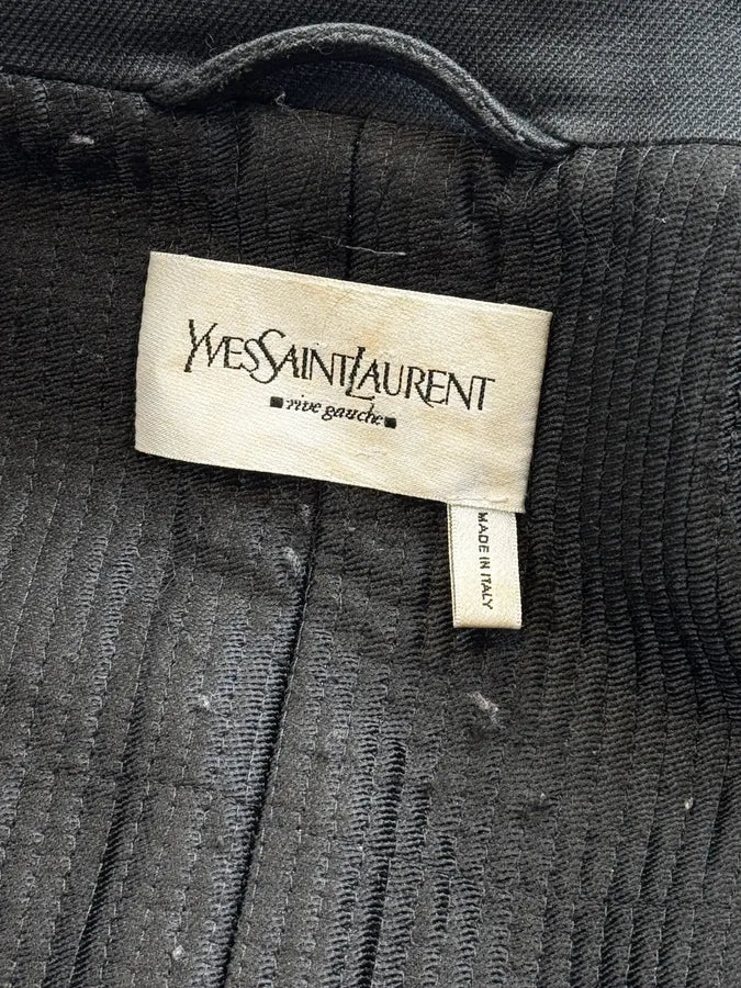 1990s Yves Saint Laurent Black Officer Jacket ruOIwvM 10