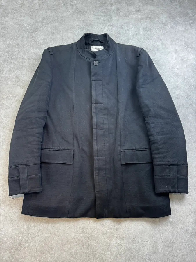 1990s Yves Saint Laurent Black Officer Jacket ruOIwvM 0