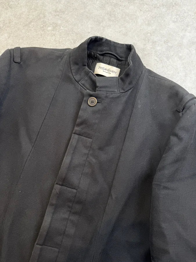 1990s Yves Saint Laurent Black Officer Jacket ruOIwvM 4
