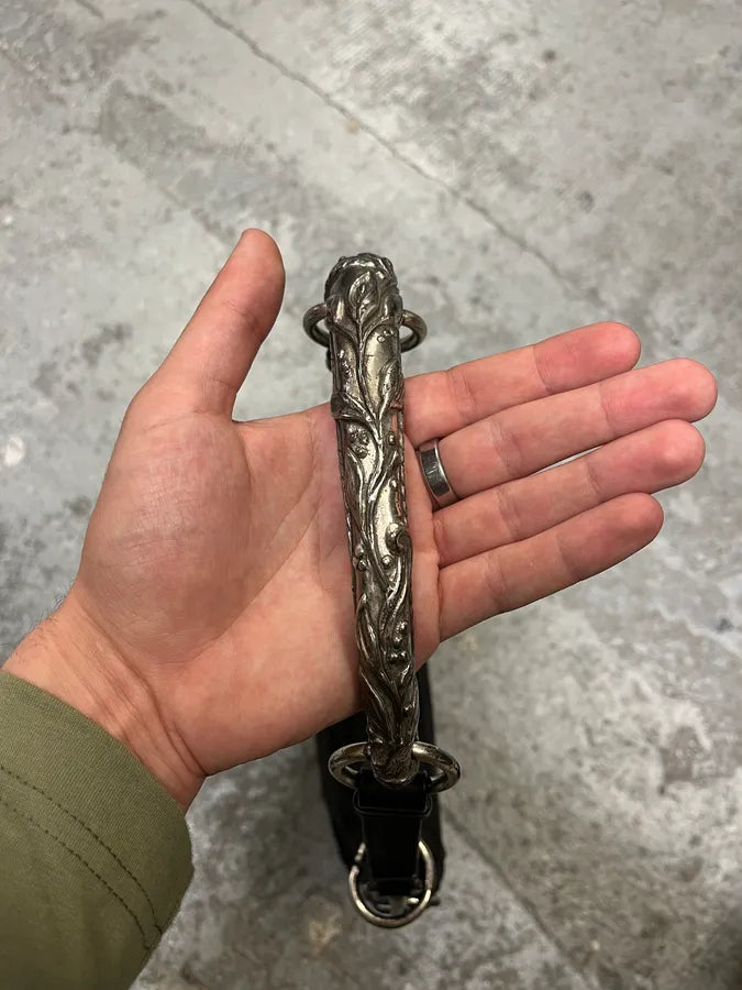 Yves Saint Laurent Black Canva Leather Metal Horn Handle Bag iSOdVHX 4