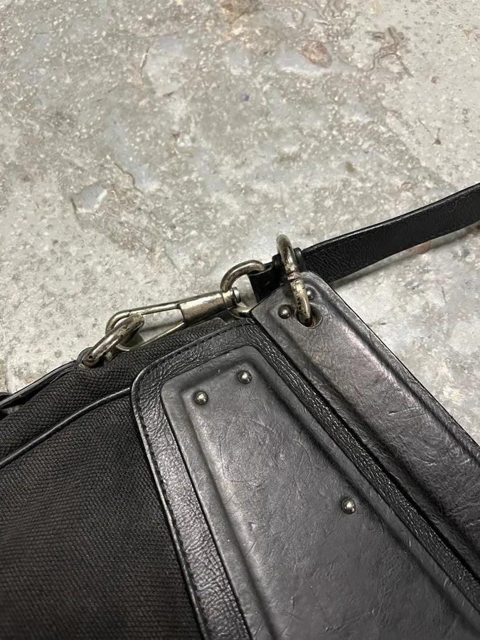 Yves Saint Laurent Black Canva Leather Metal Horn Handle Bag iSOdVHX 6