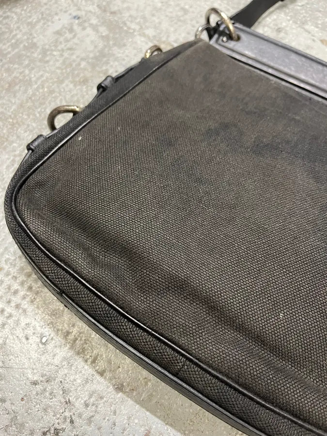 Yves Saint Laurent Black Canva Leather Metal Horn Handle Bag iSOdVHX 7